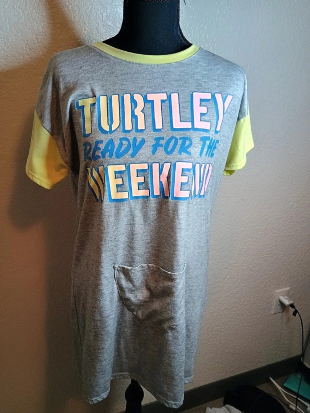Disney Graphic Mini Night Shirt in Gray & Yellow